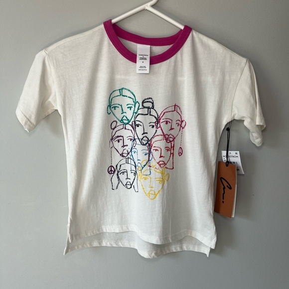 NEW Nordstrom Girls Size 6 Off-White Graphic Tee - Picture 3 of 10